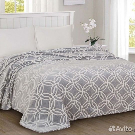 Плед светящийся 150х200см, Круги, велсофт 260г/м