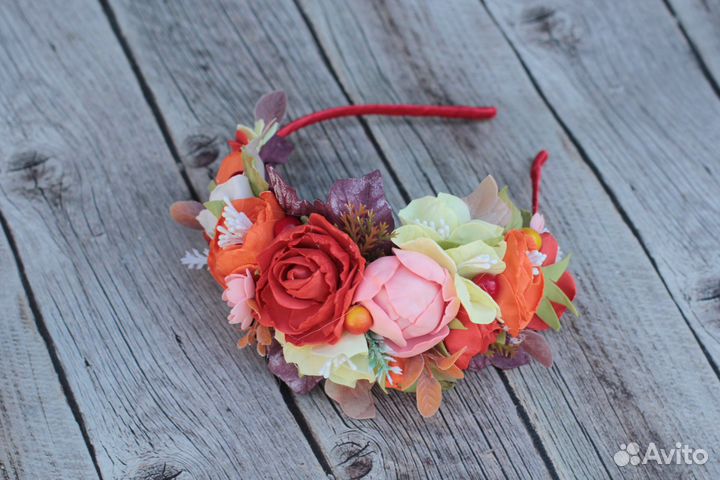 Ободок с цветами ручной работы