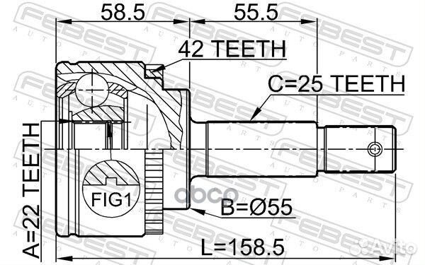 ШРУС наружный 22X55X25 nissan almera N16 00- 02