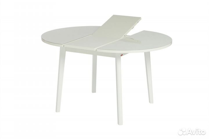 Стол круглый юпитер 100+34*100 белый/белый/стекло