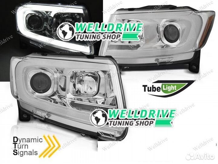 Фары Jeep Grand Cherokee WK2 Tube галоген хром