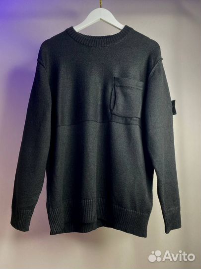 Свитер Stone Island с прямым карманом черный