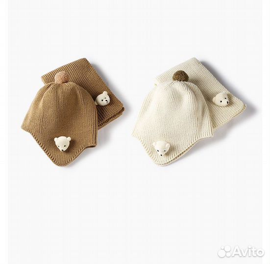 Шапка с шарфом детская