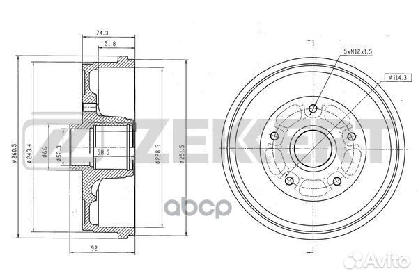 Барабан торм. задн. Renault Arkana 19- Duster 12