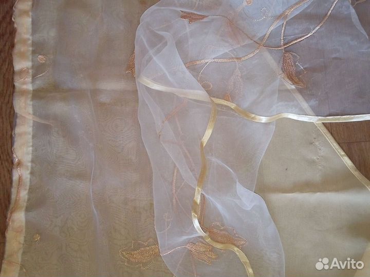 Шторы прямые, на кухню, тюль