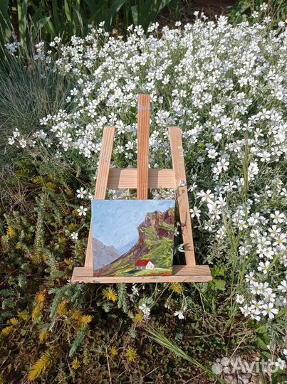 Картина маслом мастихином домик в горах