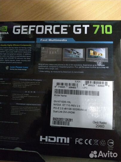 Видеокарта gt 710 1gb ddr5