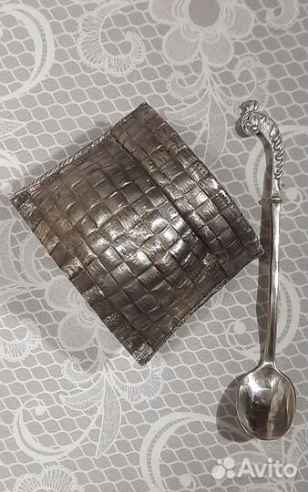 Большая солонка - мешочек.+ Рюмка.Серебро 84