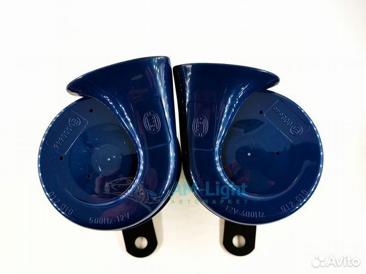 Звуковой сигнал громкий Hella синий, комплект