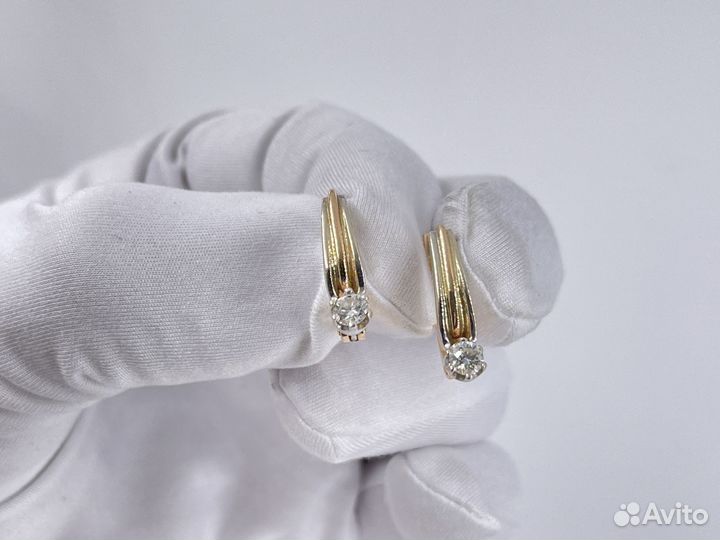Золотые Серьги 585 пробы с бриллиантами. Рассрочка