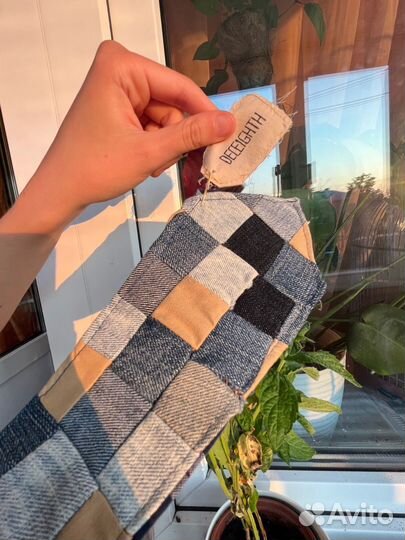 Галстук джинсовой пэчворк