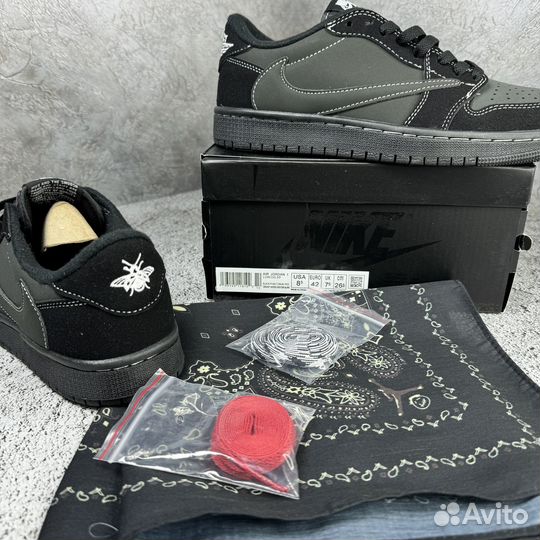 Кроссовки nike air jordan 1 low travis scott black