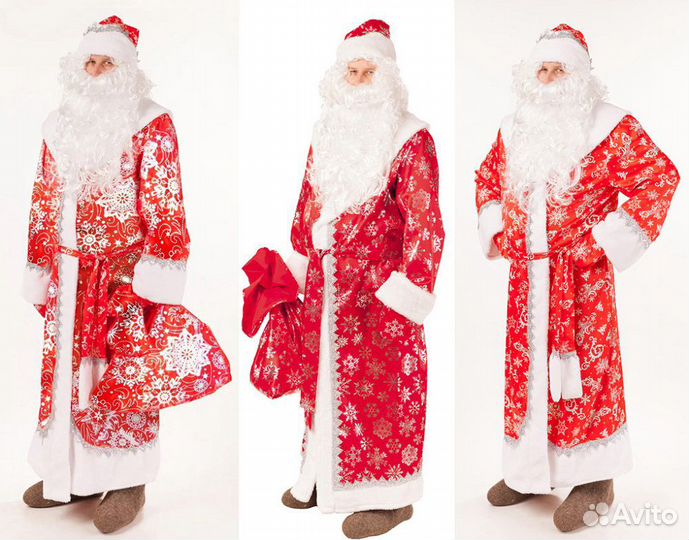 Костюм деда мороза, Санта Клаус, борода, посох