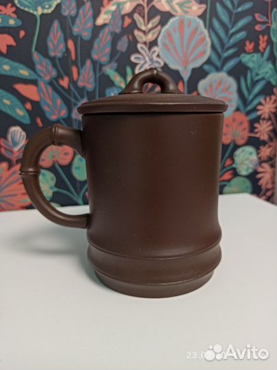 Кружка с крышкой, глиняная