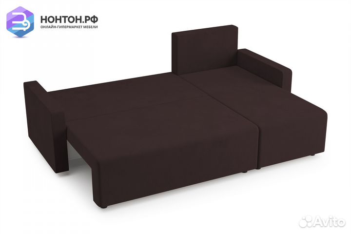 Диван угловой еврокнижка Мидгард коричневый