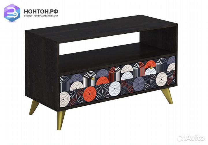 Тумба под тв Фьюжн vinil / камень угольный