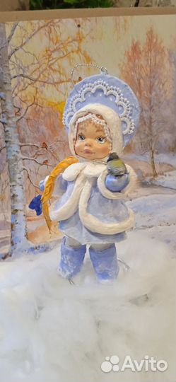 Ватная игрушка на елку ручной работы