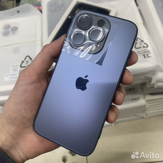 Чехол на iPhone 15 / Pro / Max синий титановый