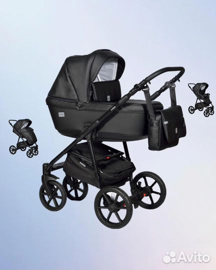 Коляска 2в1 Indigo Broco Eco черная экокожа