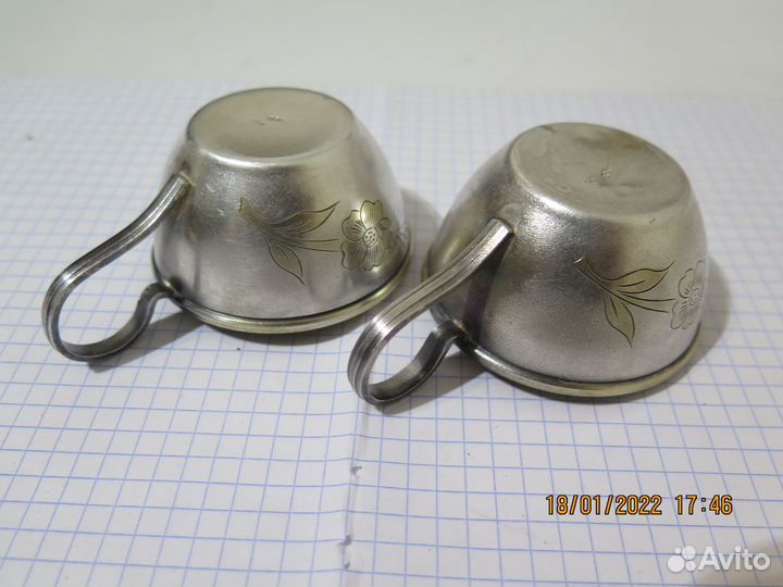 Кофейная чашка. Мельхиор. Позолота