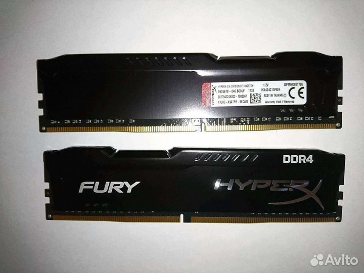 Kingston hyperx fury ddr4 2х4 (2133, 2400mhz)