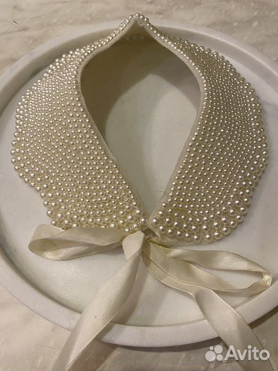 Вротничок воротник накладной жемчужиный белый