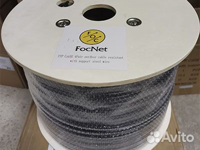 Витая пара 8 жил FTP уличный с тросом на барабане