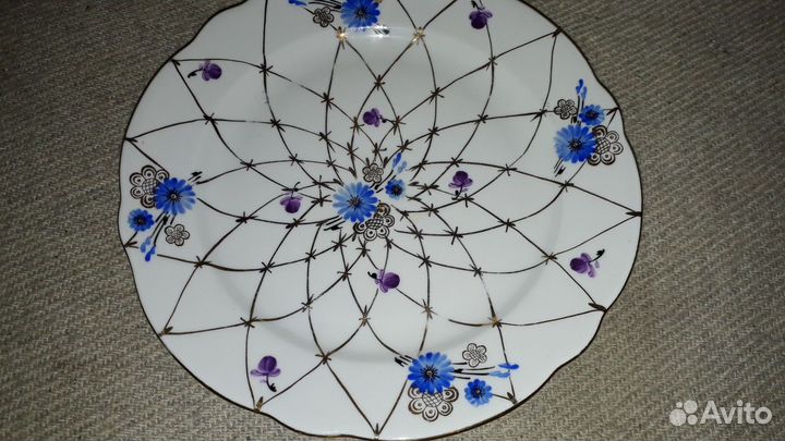 Пирожковая десертная тарелка Золотая сетка лфз