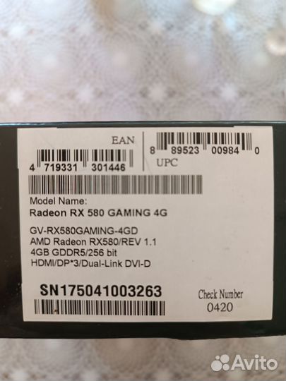 Видеокарта rx580 4gb