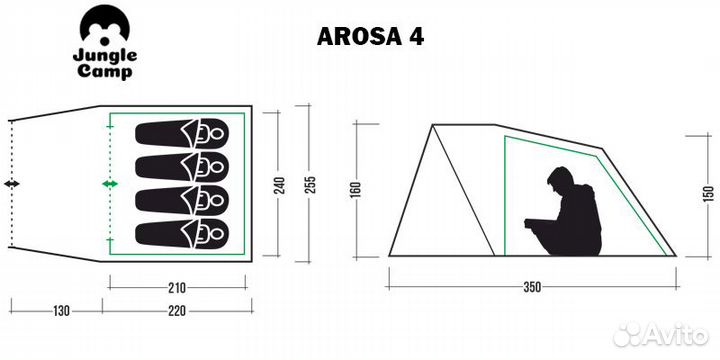 Четырехместная палатка Jungle Camp Arosa 4