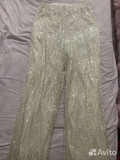 Брюки с паетками блястящие