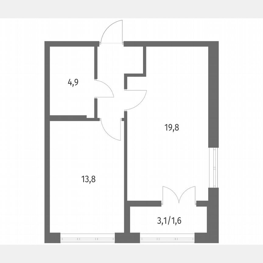 1-к. квартира, 44 м², 7/9 эт.