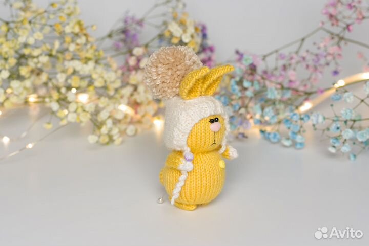 Вязаный заяц Солнечный зайчик, пасхальный кролик