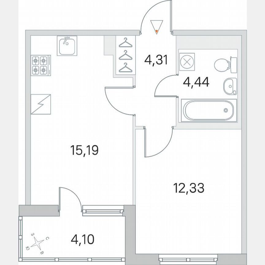 1-к. квартира, 38,3 м², 4/5 эт.