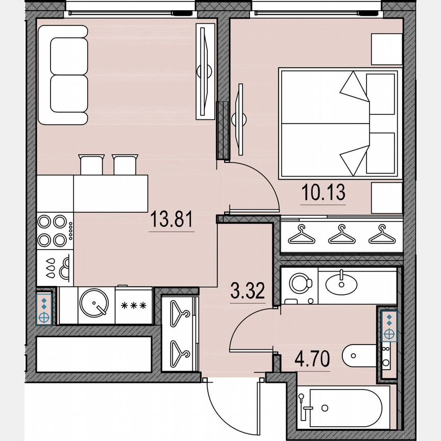 1-к. квартира, 32,1 м², 15/17 эт.