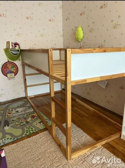 Кровать-чердак Икеа Кюра двухьярусная с матрасом