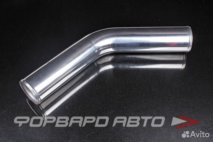 Патрубок алюминиевый 89 мм 45 градусов хром (L-300*300мм) ashu70-45-89-600mm fora