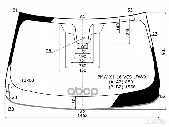 Стекло лобовое + дд BMW X1 F48 5D SUV 16- BMW-X