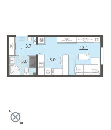 Квартира-студия, 25,2 м², 16/25 эт.