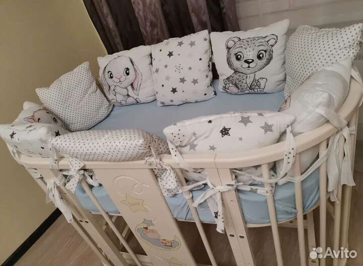 Детская кроватка с маятником круглая трансформер