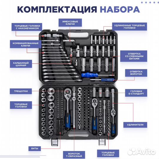 Набор инструментов для автомобиля в чемодане 216 п
