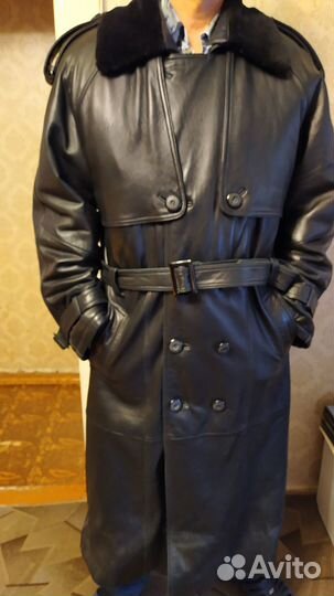 Кожаный плащ мужской