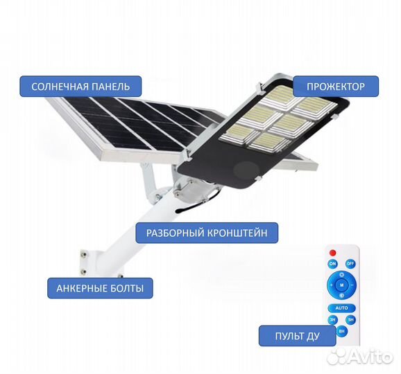 Фонари уличные 100,200,300 вт на солнечной батарее