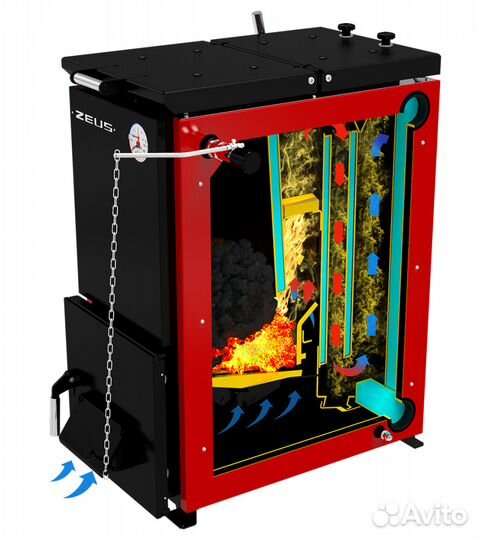 Котел на твердом топливе zeus-12 кВт (