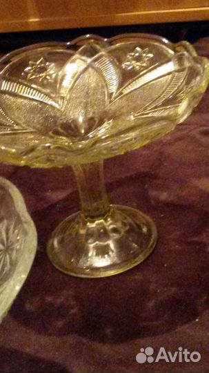 Ваза на ножке толстое стекло СССР