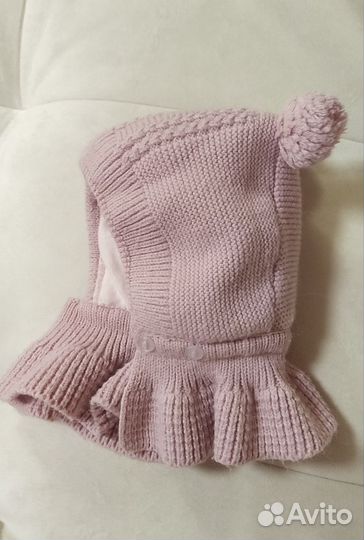 Шапка-шлем Журавлик зимняя для девочки