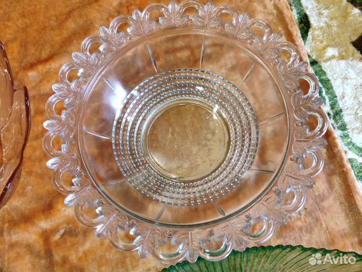 Ваза для фруктов цветное стекло СССР