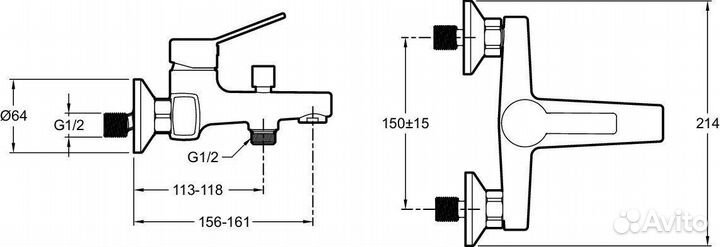 Смеситель для ванны Jacob Delafon EO E24160RU-CP