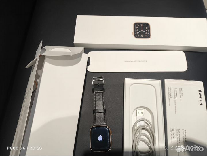 Apple watch se 44mm полный комплект, кожан ремень