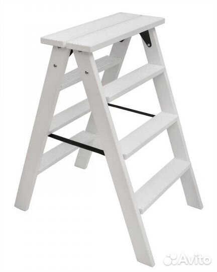 Стремянка деревянная двух-я марк 4 ст. Белая